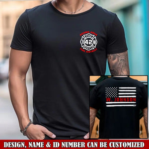 Personalized US Firefighter US Flag Custom Name, ID & Department T-shirt Printed VQ241221