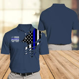 Personalized Retired US Police Flag Blue Line Custom Service Time Polo Shirt Printed HN241213