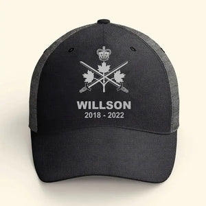 Personalized Canadian Veteran Branch Logo Custom Name & Time Cap 3D Printed VQ241216