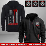 Personalized Canadian Firefighter Flag Custom Name, Department & ID Quarter Zip Hoodie 2D Printed VQ241227