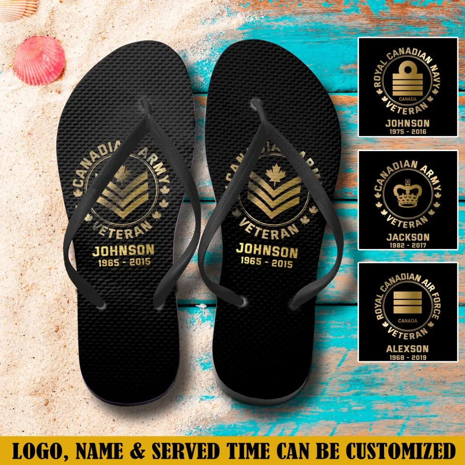 Personalized Canadian Veteran Logo Custom Time Flip Flops Printed VQ241249
