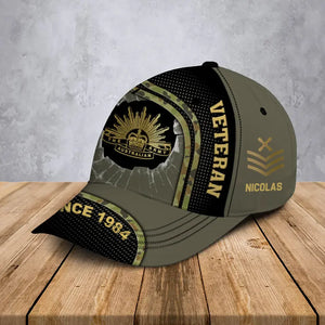 Personalized Australian Veteran Logo Custom Rank Gold & Name Cap 3D Printed AHVA241252