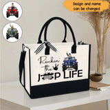 Personalized Rockin' The Jeep Life Jeep Girl Custom Name Women's Tote Bag Canvas Bag Beach Bag Printed KVH241254