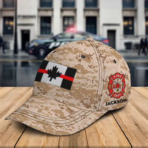 Personalized Canadian Firefighter Flag Custom Name Cap 3D Printed QTKH241291