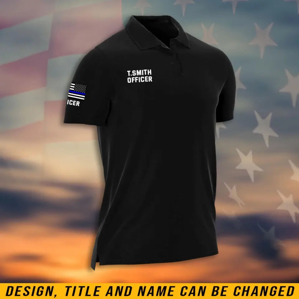 Personalized US Police Flag Custom Name Polo Shirt 2D Printed QTHN241296