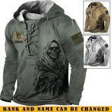 Personalized US Veteran Rank Camo Custom Name Lace-up Long Sleeves Hoodie 3D Printed LVA241325