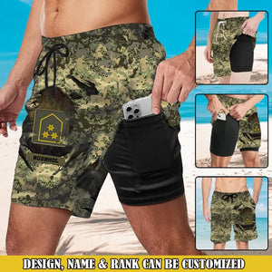 Personalized Austrian Veteran Rank Camo Custom Name Swim Trunks For Men Printed VQ241380
