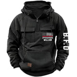 Personalized US Firefighter Flag Custom Name & Department American Retro Hooded Sweatshirt Printed LVA241442