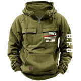 Personalized US Firefighter Flag Custom Name & Department American Retro Hooded Sweatshirt Printed LVA241442