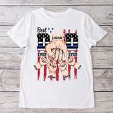 Personalized Best Dad Ever US Dad Hands & Kid Names Happy Father's Day Gift For Dad T-shirt Printed QTVA241448