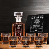 Personalized US Army Logo Custom Name & Time Decanter Set With Glasses Printed KVH241464