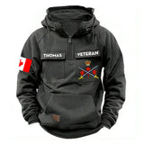 Personalized Canadian Veteran Branch Logo Canada Flag American Retro Hooded Sweatshirt Pritned QTKH241469