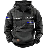 Personalized US Police Flag Custom Department & Name US State Flag American Retro Hooded Sweatshirt Printed KVH241471