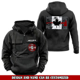Personalized Canadian Firefighter Logo Canada Flag American Retro Hooded Sweatshirt Printed VQ241472