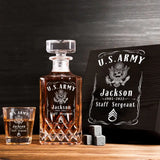 Personalized US Army Logo Custom Name & Time Decanter Set With Glasses Printed KVH241464