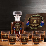 Personalized New Zealand Army Logo Rank Gold Custom Name & Time Decanter Set With Glasses Printed AHVA241480