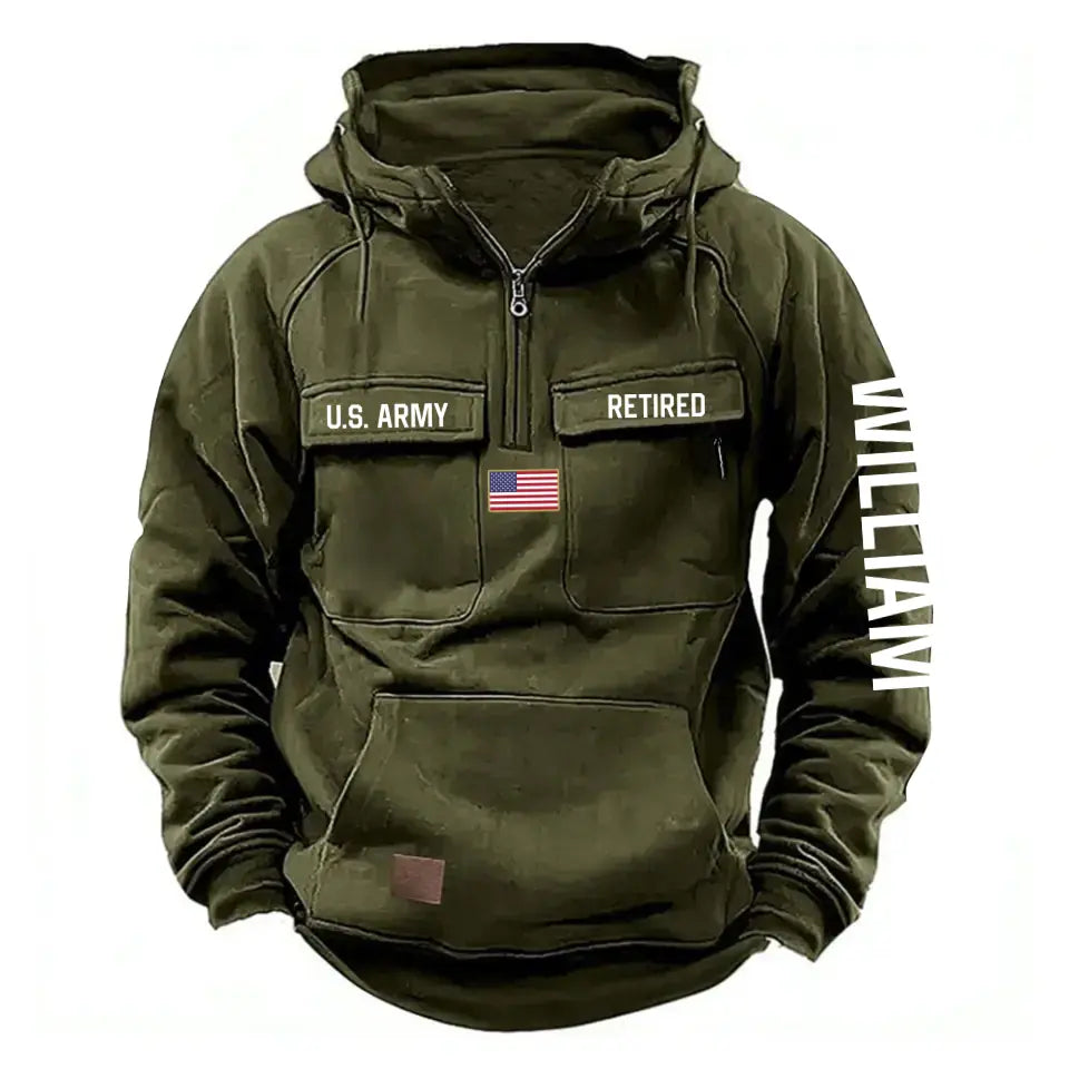 Personalized US Veteran Canada Flag American Retro Hooded Sweatshirt Printed QTVA241485
