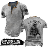 Personalized I Can't Go To Hell The Devil Still Has A Restraining Order Against Me UK Veteran Lapel Button Men's Short Sleeves Neck Short Sleeve Button T shirt Printed AHVA241490