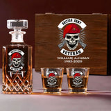 Personalized UK Veteran Skull Logo Custom Name & Time Decanter Set With Glasses Printed AHVA241491