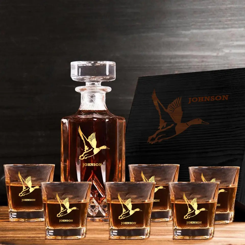 Personalized Duck Hunting Goose Hunting Custom Name Decanter Set With Glasses Printed VQ241512
