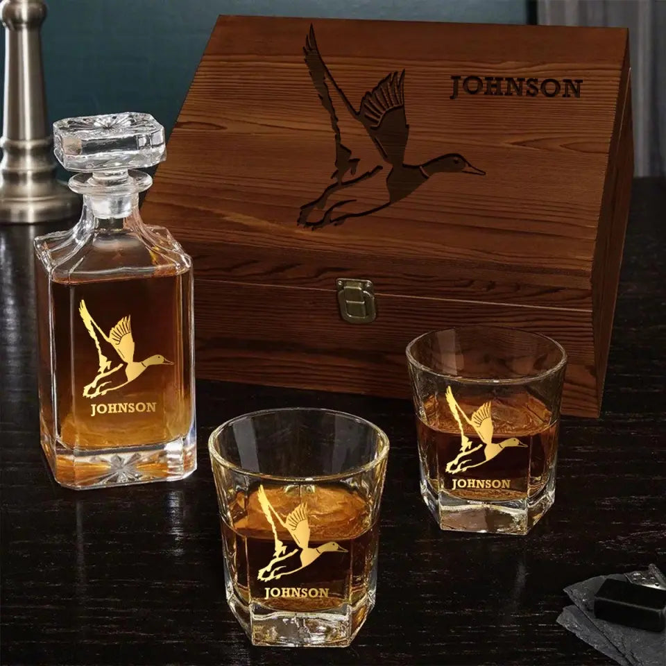 Personalized Duck Hunting Goose Hunting Custom Name Decanter Set With Glasses Printed VQ241512