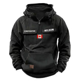 Personalized Canadian Flag UK Firefighter Custom Name American Retro Hooded Sweatshirt Printed QTKH241514