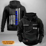 Personalized US Police Department Custom ID & Name Blue Line American Retro Hooded Sweatshirt Printed KVH241522