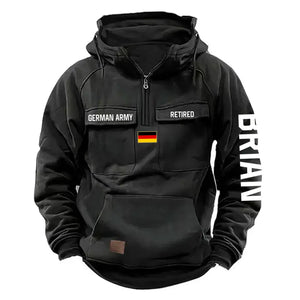 Personalized German Army Veteran Custom Name American Retro Hooded Sweatshirt Printed QTVA241542