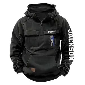 Personalized Spartan Helmet Canadian Police Custom Name American Retro Hooded Sweatshirt Printed QTKH241544