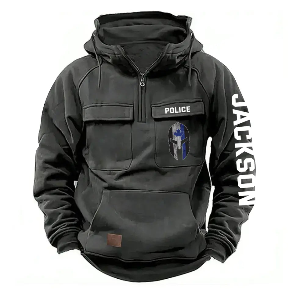 Personalized Spartan Helmet Canadian Police Custom Name American Retro Hooded Sweatshirt Printed QTKH241544