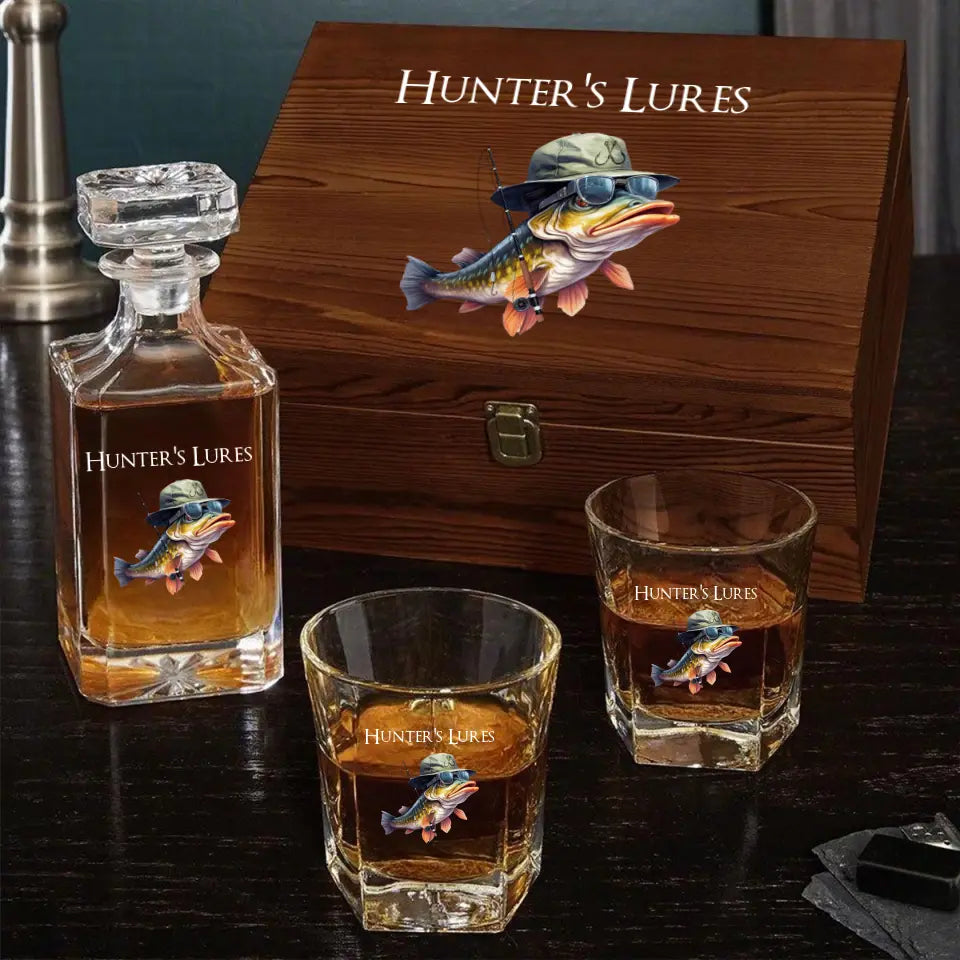 Personalized Fishing Fisherman Gift For Him Decanter set with glasses Printed HN241539