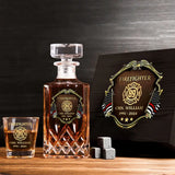 Personalized US Firefighter Logo Custom Name & Time Decanter Set With Glasses Printed AHVA251558