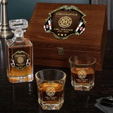 Personalized Canadian Firefighter Logo Custom Name & Time Decanter Set With Glasses Printed AHVA251558