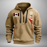 Personalized Canadian Firefighter Flag Custom Name Quarter Zip Hoodie 2D Printed QTVQ241568