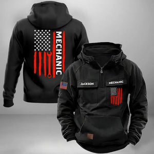 Personalized US Mechanic US Flag American Retro Hooded Sweatshirt Printed KVH241585