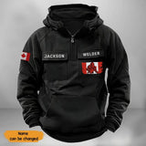Personalized Canadian Welder Canada Flag American Retro Hooded Sweatshirt Printed KVH241601