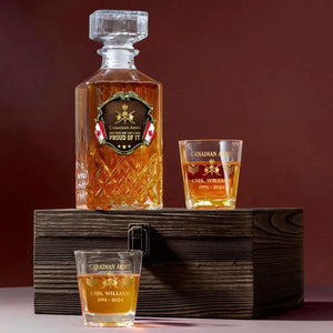 Personalized Canadian Army Been There Done That & Darm Proud Of It Canadian Veteran Rank Gold Decanter Set With Glasses Printed AHVA251595
