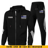 Personalized US Police Flag Custom Name, Department & ID 2D Set Tracksuit Hooded Sweatshirt & Pants Printed KVH241624
