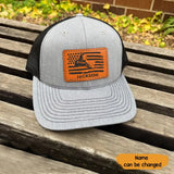 Personalized US Flag Welder Custom Name Leather Patch Hat Printed KVH241629