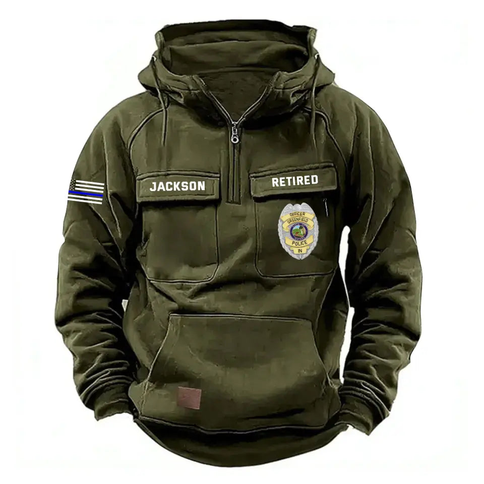 Personalized US Police Logo Retired Police Custom Name American Retro Hooded Sweatshirt Printed KVH241673