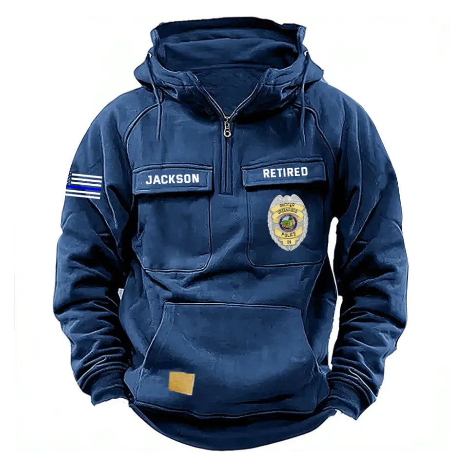 Personalized US Police Logo Retired Police Custom Name American Retro Hooded Sweatshirt Printed KVH241673