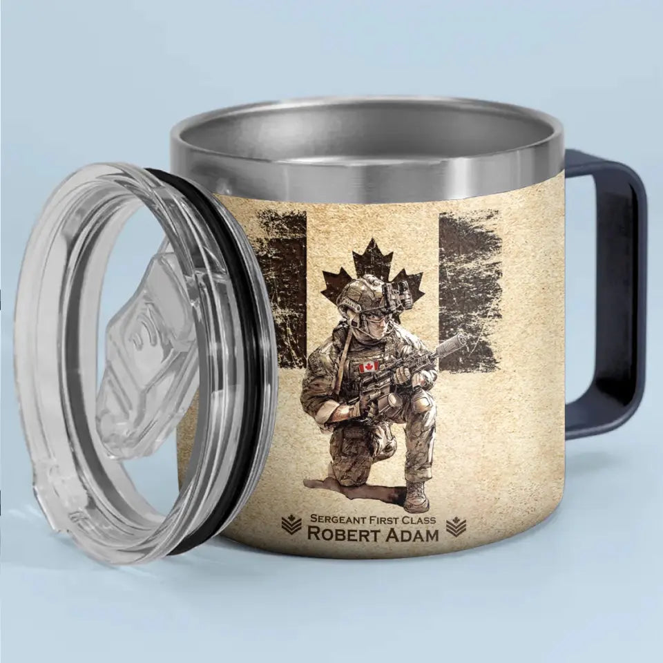 Personalized Canadian Army Veteran Logo & Rank, Name Coffee Cup 3D 12oz Printed AHVA241664