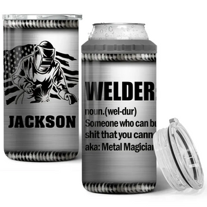 Personalized US Welder Working US Flag Can Cooler 16oz Printed VQ241685