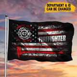 Personalized US Firefighter ID Number & Department House Flag Printed LVA241720