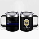 Personalized US Police Badge US Flag Bule Line Laser Handle Cup Printed KVH241735