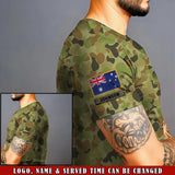 Personalized Australian Veteran Camo Australia Flag Custom Rank & Name 3D T-shirt Printed VQ241726