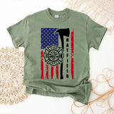 Personalized US Firefighter US Flag T-shirt Printed QTHN241722