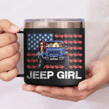 Personalized Jeep Girl & Dogs Jeep US Flag Coffee Cup Printed VQ241751