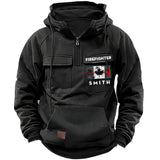 Personalized Canadian Firefighter Flag Custom Name American Retro Hooded Sweatshirt Printed QTKH241759