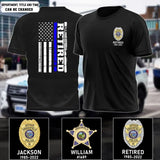 Personalized US Police Badge & Service Time Retired Police Officer T-shirt Printed KVH241761